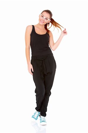 simsearch:400-05908717,k - Fitness woman in black sports clothes isolated on white Foto de stock - Super Valor sin royalties y Suscripción, Código: 400-05734526