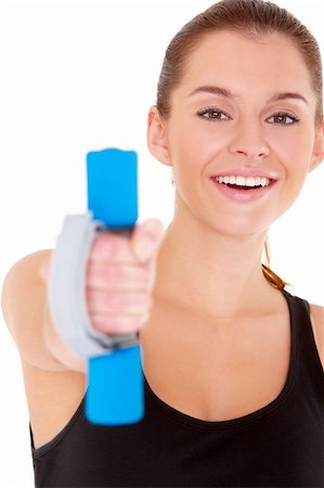 simsearch:400-05908717,k - Portrait of fitness woman working out with free weights on white Foto de stock - Super Valor sin royalties y Suscripción, Código: 400-05734532