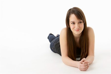 simsearch:400-05728957,k - Studio Portrait Of Teenage Girl On White Background Stockbilder - Microstock & Abonnement, Bildnummer: 400-05734826