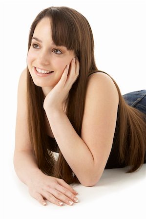 simsearch:400-05728957,k - Studio Portrait Of Teenage Girl On White Background Photographie de stock - Aubaine LD & Abonnement, Code: 400-05734868