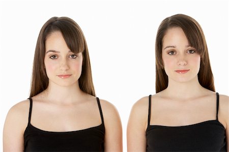 simsearch:400-05734868,k - Studio Portrait Of Teenage Twins Stock Photo - Budget Royalty-Free & Subscription, Code: 400-05734878