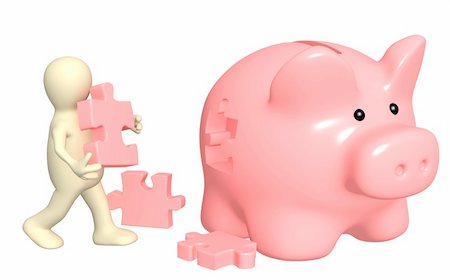 simsearch:400-06530170,k - Puppet, piggy bank and puzzles. Isolated over white Foto de stock - Super Valor sin royalties y Suscripción, Código: 400-05735195