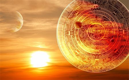 prophecy - Fantasy sunset and Maya calendar Stock Photo - Budget Royalty-Free & Subscription, Code: 400-05735201