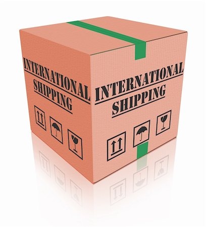 shipping box isolated - international shipping worldwide global sending of cardboard box package delivery  delivering online order internet shop Stock Photo - Budget Royalty-Free & Subscription, Code: 400-05735364