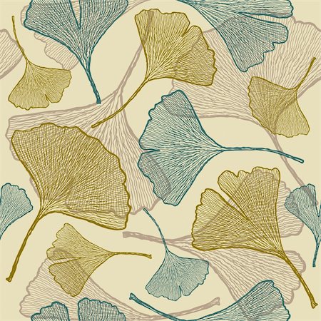 floral vector - Seamless ginkgo background. Vector illustration with clipping mask. Photographie de stock - Aubaine LD & Abonnement, Code: 400-05735360