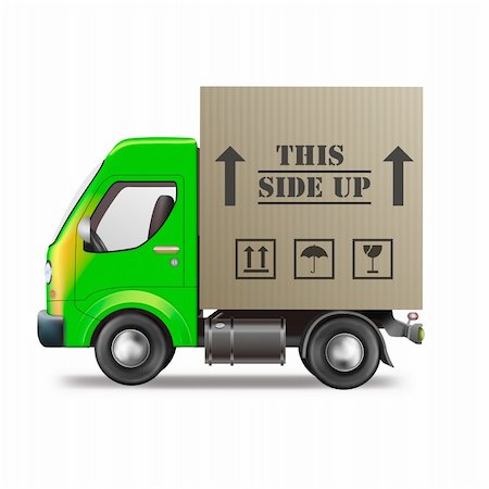 this side up delivery truck shipping cardboard box package Stock Photo - Budget Royalty-Free & Subscription, Code: 400-05735418