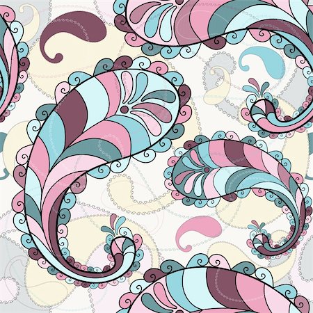 Motley seamless pattern with colorful paisley (vector) Stock Photo - Budget Royalty-Free & Subscription, Code: 400-05735688