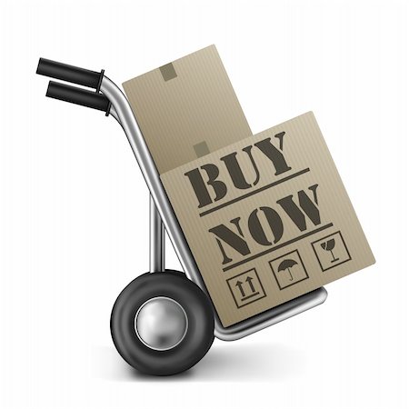 buy now cardboard box on cart online shoppingicon for internet web shop Photographie de stock - Aubaine LD & Abonnement, Code: 400-05735817