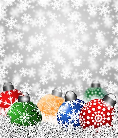 simsearch:400-05739036,k - Colorful Snowflake Ornaments Sitting on Snow Illustration Photographie de stock - Aubaine LD & Abonnement, Code: 400-05735909