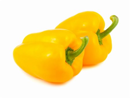 simsearch:400-06092107,k - Two ripe yellow peppers isolated on white background Fotografie stock - Microstock e Abbonamento, Codice: 400-05735994