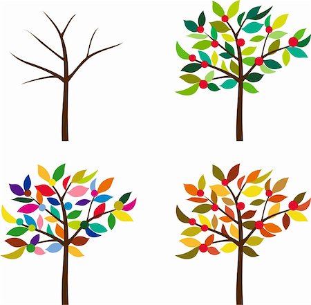 four seasons - This is same vectorized tree representing the four seasons. Stock Photo - Budget Royalty-Free & Subscription, Code: 400-05736184