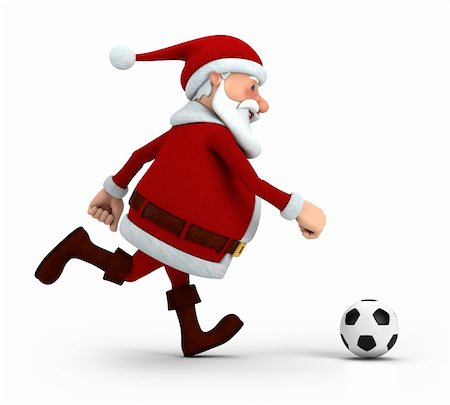 cute cartoon santa claus playing soccer - high quality 3d illustration Stock Photo - Budget Royalty-Free & Subscription, Code: 400-05736336