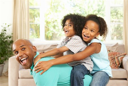 Father Playing With Children At Home Stock Photo - Budget Royalty-Free & Subscription, Code: 400-05736358