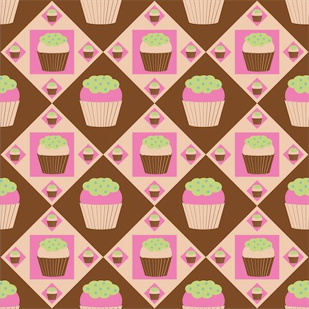 cute colorful cakes pattern Stock Photo - Budget Royalty-Free & Subscription, Code: 400-05736602