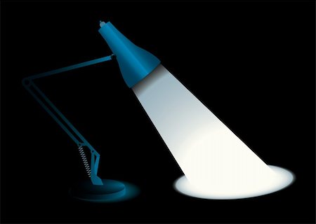 simsearch:400-03928538,k - Blue metal desk lamp with black background Stock Photo - Budget Royalty-Free & Subscription, Code: 400-05736831