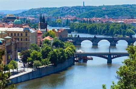 prager schloss - Bridges of Vltava river and Old Town view, Prague, Czech Republic Photographie de stock - Aubaine LD & Abonnement, Code: 400-05736889