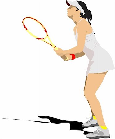 simsearch:400-07758215,k - Woman Tennis player poster. Colored Vector illustration for designers Fotografie stock - Microstock e Abbonamento, Codice: 400-05737028