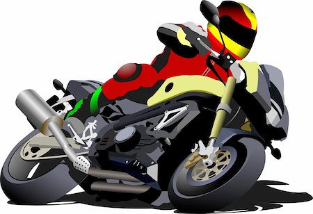 Biker on the road. Vector illustration Stock Photo - Budget Royalty-Free & Subscription, Code: 400-05737064