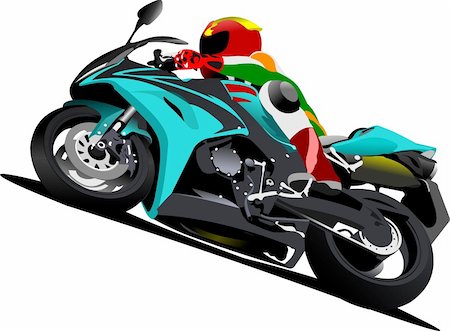Biker on the road. Vector illustration Stock Photo - Budget Royalty-Free & Subscription, Code: 400-05737065