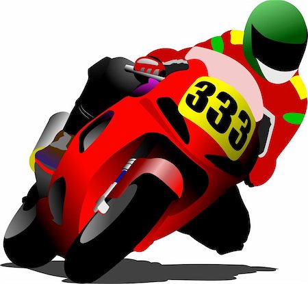 Biker on the road. Vector illustration Stock Photo - Budget Royalty-Free & Subscription, Code: 400-05737068
