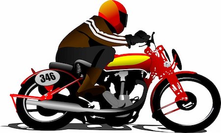 Biker on the road. Vector illustration Stock Photo - Budget Royalty-Free & Subscription, Code: 400-05737069