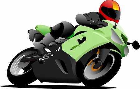 Biker on the road. Vector illustration Stock Photo - Budget Royalty-Free & Subscription, Code: 400-05737070