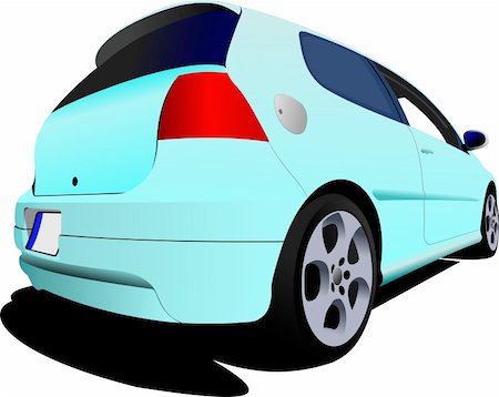 speed sedan - 3-doors light blue hatchback car on the road. Vector illustration Stock Photo - Budget Royalty-Free & Subscription, Code: 400-05737089