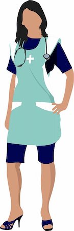 Nurse woman with white doctor`s smock. Vector illustration Stock Photo - Budget Royalty-Free & Subscription, Code: 400-05737097