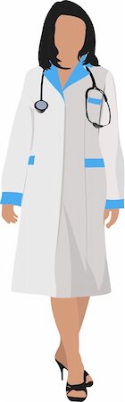 Nurse woman with white doctor`s smock. Vector illustration Stock Photo - Budget Royalty-Free & Subscription, Code: 400-05737099