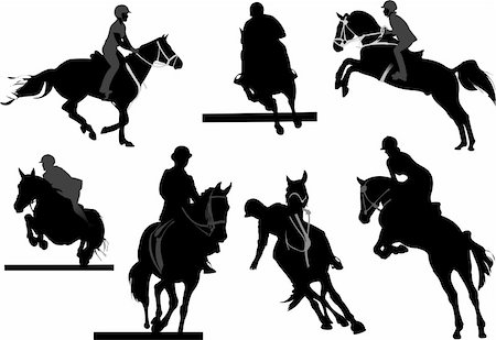 Horse riders silhouettes. Vector illustration Stock Photo - Budget Royalty-Free & Subscription, Code: 400-05737091