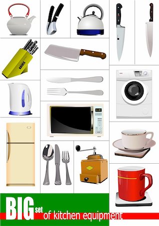 presse d'ail - Big set of kitchen equipment. Vector Photographie de stock - Aubaine LD & Abonnement, Code: 400-05737092