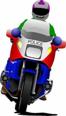 simsearch:400-05737063,k - Policeman on police motorcycle on the road. Vector illustration Stock Photo - Budget Royalty-Free & Subscription, Code: 400-05737105
