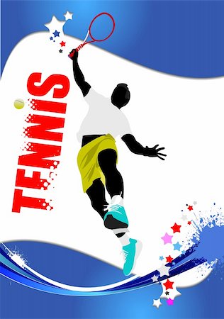 simsearch:400-07758215,k - Tennis player poster. Colored Vector illustration for designers Fotografie stock - Microstock e Abbonamento, Codice: 400-05737106