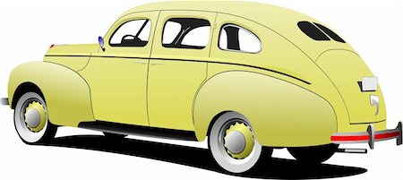 1950's Luxury sedan on isolated background. Vector illustration Photographie de stock - Aubaine LD & Abonnement, Code: 400-05737102