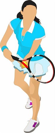 simsearch:400-05277737,k - Tennis player. Colored Vector illustration for designers Foto de stock - Super Valor sin royalties y Suscripción, Código: 400-05737132