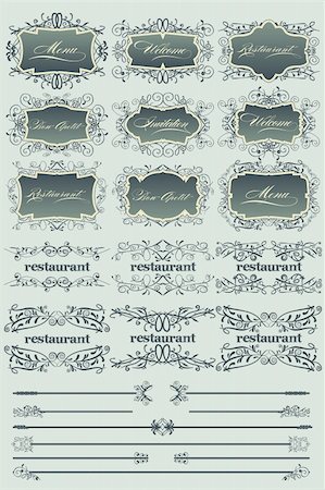 simsearch:400-07758209,k - Vintage restaurant design elements for your needs Photographie de stock - Aubaine LD & Abonnement, Code: 400-05737153