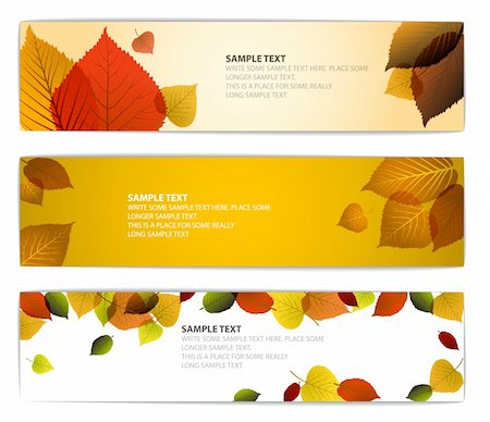 simsearch:400-04221461,k - Fresh natural fall vector horizontal banners with leafs and sample text Stock Photo - Budget Royalty-Free & Subscription, Code: 400-05737321