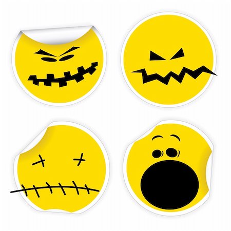 simsearch:400-04283811,k - Set of Halloween yellow labels with various smiles Photographie de stock - Aubaine LD & Abonnement, Code: 400-05737323