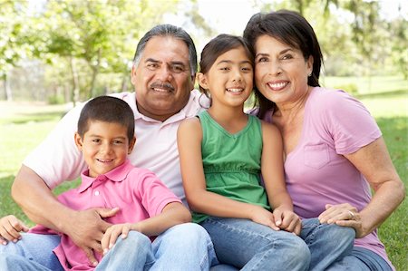 simsearch:400-06205100,k - Grandparents In Park With Grandchildren Stock Photo - Budget Royalty-Free & Subscription, Code: 400-05737791