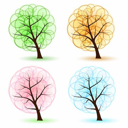 Set Tree with abstract leafs, element for design. Stock Photo - Budget Royalty-Free & Subscription, Code: 400-05737891