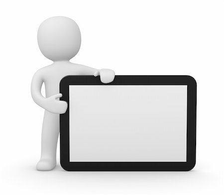 simsearch:400-07528862,k - White 3d man with big tablet PC. Photographie de stock - Aubaine LD & Abonnement, Code: 400-05737961
