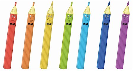 simsearch:400-05744065,k - Set colour smiles pencils symbolize various human emotions. Vector Stock Photo - Budget Royalty-Free & Subscription, Code: 400-05738155