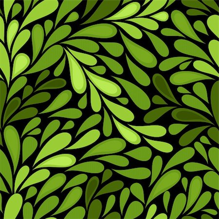 Dark seamless pattern with green leaves (vector) Photographie de stock - Aubaine LD & Abonnement, Code: 400-05738164