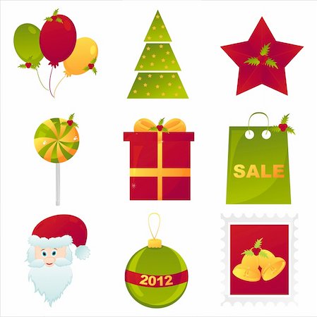 simsearch:400-05725983,k - set of 9 colorful christmas icons Stock Photo - Budget Royalty-Free & Subscription, Code: 400-05738288