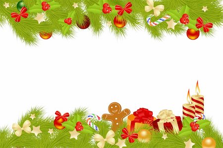 Christmas card background with decorations. Vector illustration. Stock Photo - Budget Royalty-Free & Subscription, Code: 400-05738451