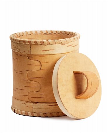 pot of gold - Birch bark box over white background Stock Photo - Budget Royalty-Free & Subscription, Code: 400-05738777