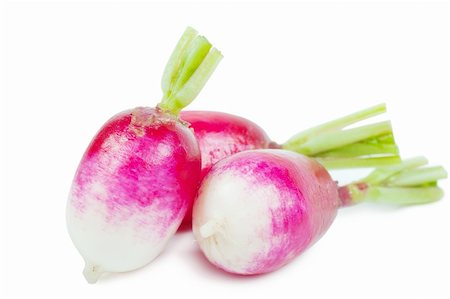 simsearch:400-07422782,k - Three fresh garden radishes isolated over white background Photographie de stock - Aubaine LD & Abonnement, Code: 400-05738803