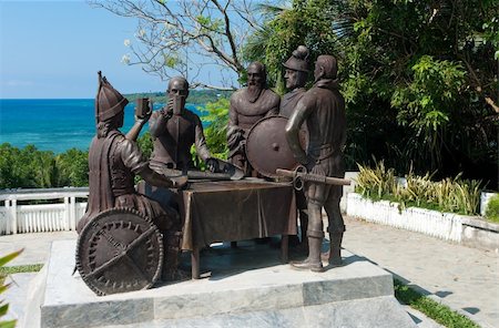 Blood Compact statue in Tagbilaran City, Bohol, the Philippines, commemorating the peace pact between Datu Sikatuna and Miguel López de Legazpi in 1565. Stock Photo - Budget Royalty-Free & Subscription, Code: 400-05738855