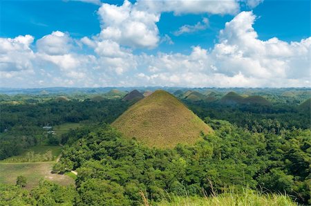 simsearch:400-04334269,k - view over the famous chocolate hills on Bohol, Philippines. They are also featured in the provincial flag Foto de stock - Royalty-Free Super Valor e Assinatura, Número: 400-05738867