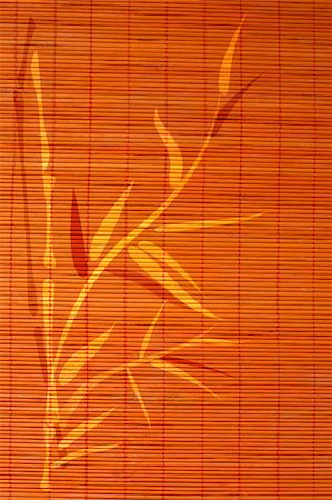 Bamboo place mat with handdrawn image of bamboo plant. Ideally as background. Stock Photo - Budget Royalty-Free & Subscription, Code: 400-05738927